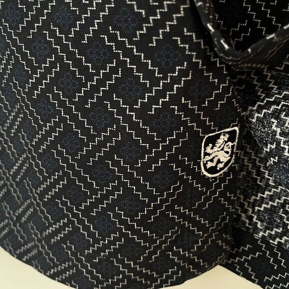 Nat Nast Silk Blend Navy Patterned Short Sleeve Button Up Shirt Mens Size L - Picture 6 of 8